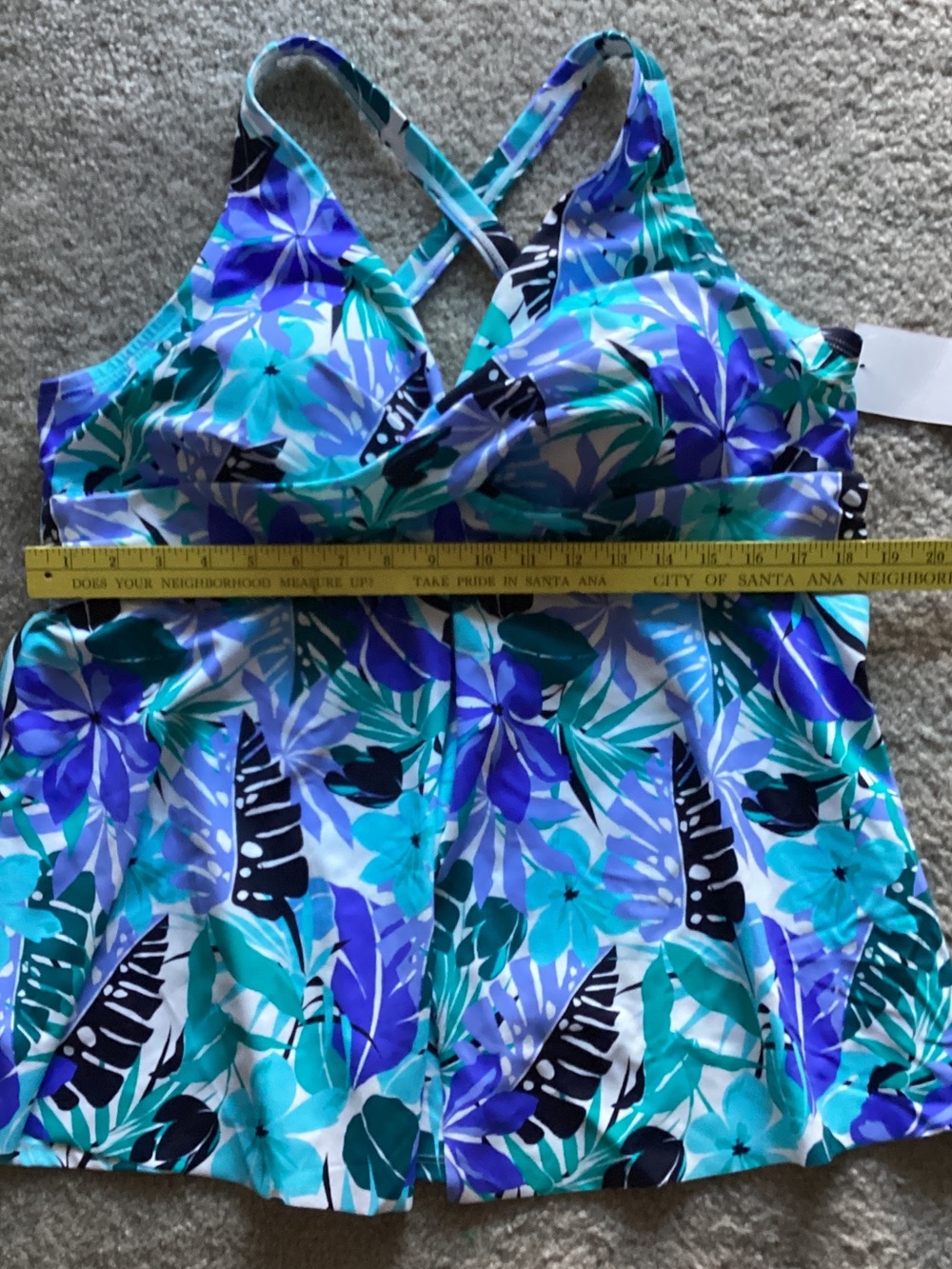 Swimsuits For All Blue & Teal Floral Top, Size 20 - Picture 8 of 8